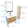 Pack meuble de salle de bain 80x50 cm - 2 tiroirs - vasque blanche + miroir noir mat + colonne