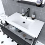 Pack Meuble de salle de bain 80x50 cm NOIR MAT - 2 tiroirs Noir mat - vasque blanche + miroir