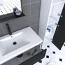 Pack meuble de salle de bain 80x50 cm NOIR - vasque résine blanche + miroir noir mat + colonne