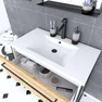 Pack meuble de salle de bain 80x50cm Blanc - 2 tiroirs blanc - vasque blanche + miroir noir mat
