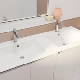 Pack Meuble Salle de Bains 120 cm Blanc, 2 portes avec Vasque Céramique - XENOS