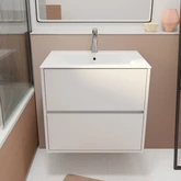 Pack Meuble Salle de Bains 60 cm Blanc, 2 tiroirs avec Vasque Céramique - XENOS