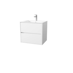 Pack Meuble Salle de Bains 60 cm Blanc, 2 tiroirs avec Vasque Céramique - XENOS
