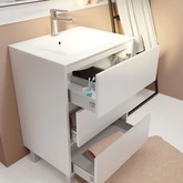 Pack Meuble Salle de Bains 60 cm Blanc, 3 tiroirs avec Vasque Céramique - XENOS