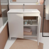 Pack Meuble Salle de Bains 80 cm Blanc, 2 portes avec Vasque Céramique - XENOS