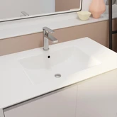 Pack Meuble Salle de Bains 80 cm Blanc, 2 portes avec Vasque Céramique - XENOS