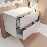 Pack Meuble Salle de Bains 80 cm Blanc, 2 tiroirs avec Vasque Céramique - XENOS