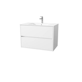 Pack Meuble Salle de Bains 80 cm Blanc, 2 tiroirs avec Vasque Céramique - XENOS