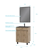 Pack Meuble SDB 60cm sur pieds 2 portes Chene_Vasque noire + Miroir - TIMBER 60_Pack01