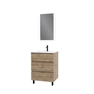 Pack Meuble SDB 60cm sur pieds 3 tiroirs Chene_Vasque blanche + Miroir Led - TIMBER 60_Pack16