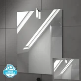 Pack Meuble SDB 60cm suspendu 2 tiroirs Chene_Vasque blanche + Miroir Led - TIMBER 60_Pack31