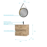 Pack Meuble SDB 60cm suspendu 2 tiroirs Chene_Vasque blanche + Miroir Barber - TIMBER 60_Pack32