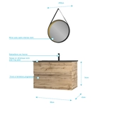 Pack Meuble SDB 80cm suspendu 2 tiroirs Chene_Vasque noire + Miroir Barber - TIMBER 80_Pack34