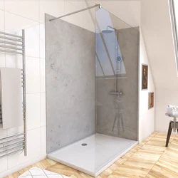 PACK PANNEAUX MURAUX BETON clair en composite avec profile d'angle et de finition chrome
