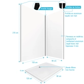 PACK PANNEAUX MURAUX BLANC en aluminium avec profile d'angle finition NOIR MAT + receveur a poser