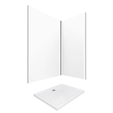 PACK PANNEAUX MURAUX BLANC en aluminium avec profile d'angle finition NOIR MAT + receveur a poser