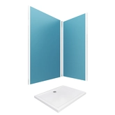 PACK PANNEAUX MURAUX BLEU en aluminium avec profile d'angle finition CHROME + receveur a poser