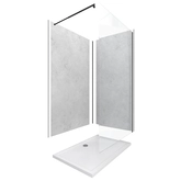Pack Panneaux Muraux Light Grey 90+120x210 - Receveur 120x90 - Paroi 120x200 - Profils et Bras NOIR