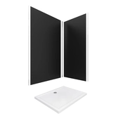 PACK PANNEAUX MURAUX NOIR en aluminium avec profile d'angle finition CHROME + receveur a poser