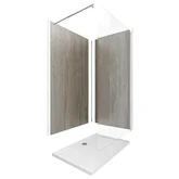 Pack Panneaux Muraux Wood Stone 90+120x210 - Receveur 120x90 - Paroi 120x200 - Profils et Bras CHROME