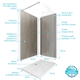 Pack Panneaux Muraux Wood Stone 90+120x210 - Receveur 120x90 - Paroi 120x200 - Profils et Bras CHROME