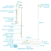 Pack Paroi 120x200 + Bras + Receveur Linéaire acrylique 80x120 + Colonne Thermostatique - Or Brossé