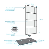 Pack Paroi de douche 100x195 cm + RECEVEUR A CARRELER DECOUPABLE 90X140 - BONDE HORIZONATLE