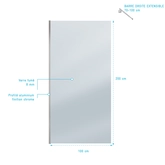 Pack Paroi de Douche 100x200cm Verre Fumé 8mm - Barre de Fixation Extensible et Profil Chrome