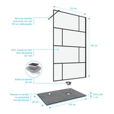 Pack Paroi de douche 120x195 cm + RECEVEUR DE DOUCHE A CARRELER 90x140 RECOUPABLE