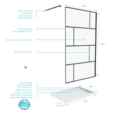 Pack Paroi de douche 120x195 cm + receveur en acrylique blanc effet pierre 120x80 cm