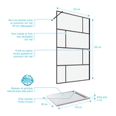 Pack Paroi de douche 120x195 cm + RECEVEUR EN ACRYLIQUE BLANC EFFET PIERRE 120X90