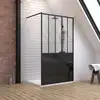 Pack Paroi de douche 120x200 cm noir mat + Receveur extra plat à poser blanc - caniveau 