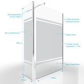 Pack paroi de douche 120x200cm effet miroir et profile chrome + volet pivotant