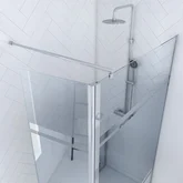 Pack paroi de douche 120x200cm effet miroir et profile chrome + volet pivotant