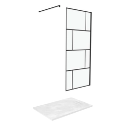 Pack Paroi de douche 90x195 cm + Receveur Blanc effet pierre 140x90 cm