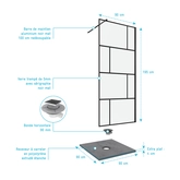 Pack Paroi de douche 90x195 cm + RECEVEUR EN ACRYLIQUE BLANC EFFET PIERRE 90X90 + BONDE HORIZONTALE