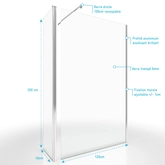 Pack paroi de douche a l'italienne - 120x200cm VERRE TRANSPARENT 6mm  + Barre de fixation recoupable