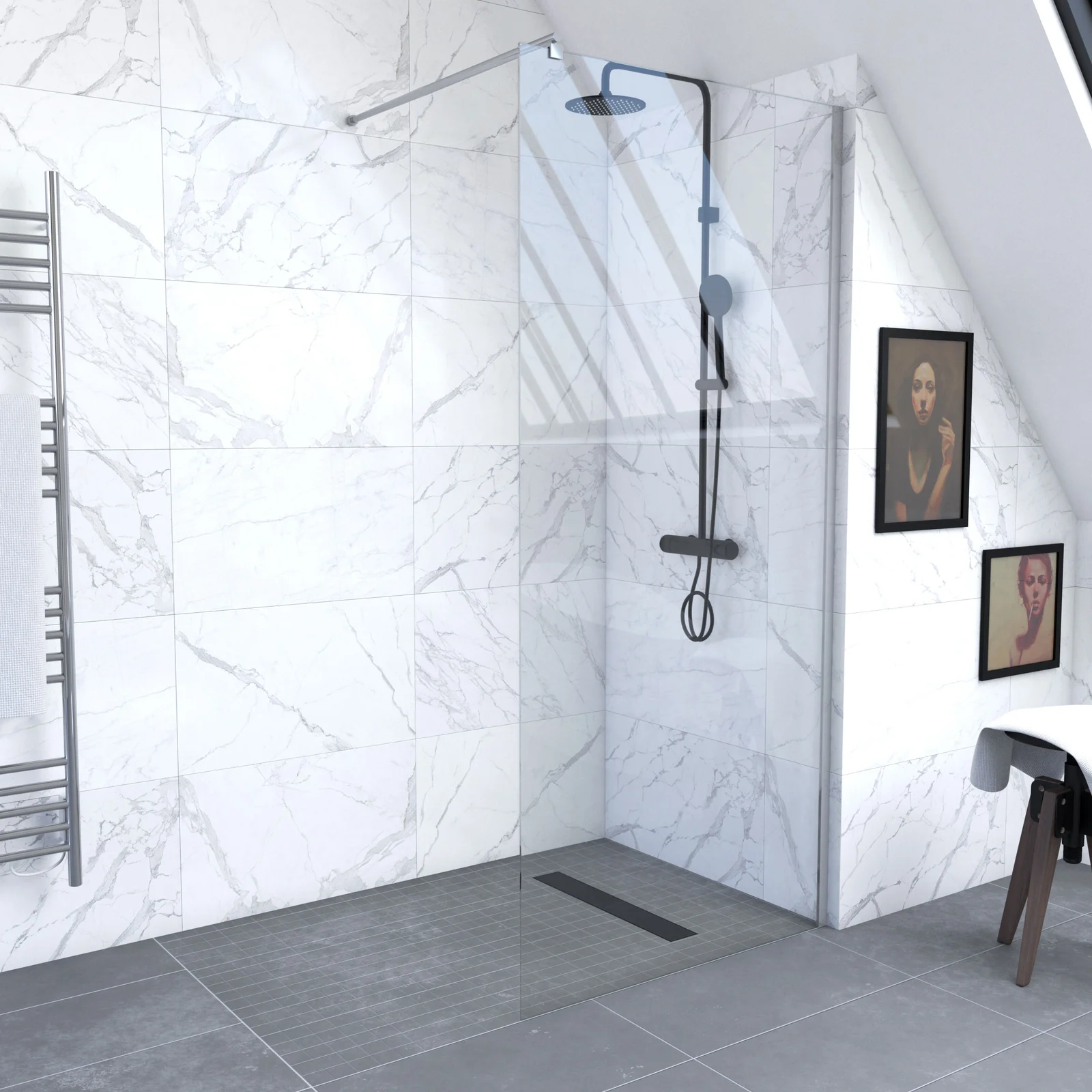 Pack paroi de douche a l'italienne - 90x200cm VERRE TRANSPARENT 6mm + Barre de fixation recoupable Pack paroi de douche a l'italienne - 90x200cm VERRE TRANSPARENT 6mm + Barre de fixation recoupable