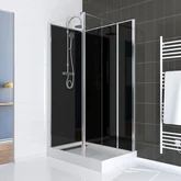 Pack Paroi de douche avec volet pivotant 85x35 + Panneaux de fond + Receveur haut 80x120cm - MIXED