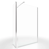 Pack paroi de douche et Volet pivotant 120+40x200 cm - Verre transparent + barre de fixation chrome