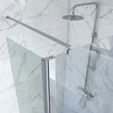 Pack paroi de douche et Volet pivotant 120+40x200 cm - Verre transparent + barre de fixation chrome