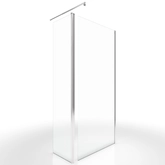 Pack paroi de douche et Volet pivotant 90+40x200 cm - Verre transparent + barre de fixation chrome