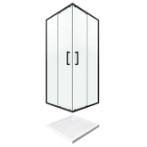 PACK PAROI PORTE DE DOUCHE D'ANGLE+ RECEVEUR A POSER-90x90 OUVERTURE EN ANGLE-CRUSH MOON ANGLE 90x90