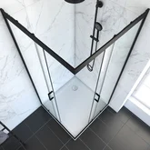 PACK PAROI PORTE DE DOUCHE D'ANGLE+ RECEVEUR A POSER-90x90 OUVERTURE EN ANGLE-CRUSH MOON ANGLE 90x90