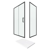 PACK PAROI PORTE DE DOUCHE  + PAROI RETOUR + RECEVEUR A POSER - 120x90 COULISSANTE-CRUSH MOON 120x90