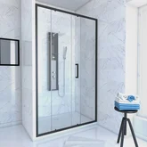 PACK PAROI PORTE DE DOUCHE + RECEVEUR A POSER - 120x80 COULISSANTE -CRUSH MOON 120x80