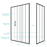 Pack Paroi porte de douche serigraphiee - 140x200cm + Paroi retour - 90x200 cm - PORTE COULISSANTE