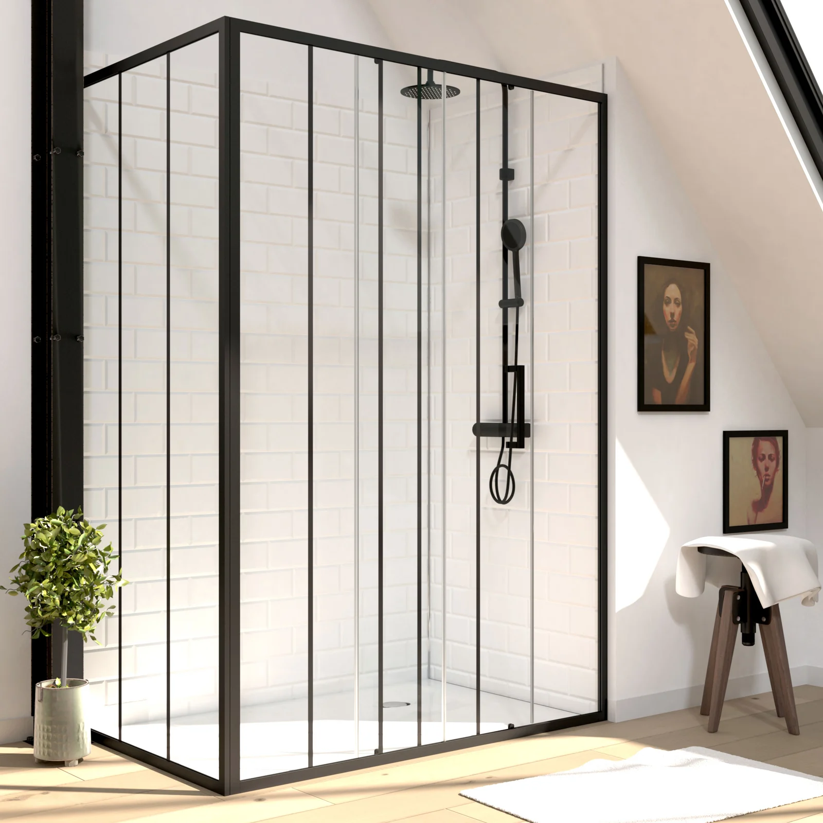 Pack Paroi porte de douche serigraphiee - 140x200cm + Paroi retour - 80x200 cm - PORTE COULISSANTE Pack Paroi porte de douche serigraphiee - 140x200cm + Paroi retour - 80x200 cm - PORTE COULISSANTE