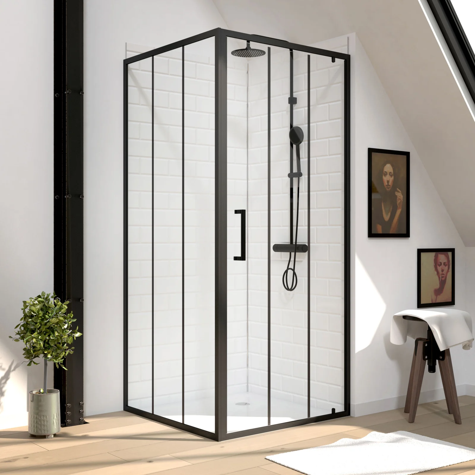 Pack Paroi porte de douche serigraphiee - 80x200cm + Paroi retour - 80x200 cm - PORTE PIVOTANTE Pack Paroi porte de douche serigraphiee - 80x200cm + Paroi retour - 80x200 cm - PORTE PIVOTANTE