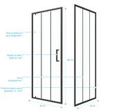 Pack Paroi porte de douche serigraphiee - 80x200cm + Paroi retour - 80x200 cm - PORTE PIVOTANTE